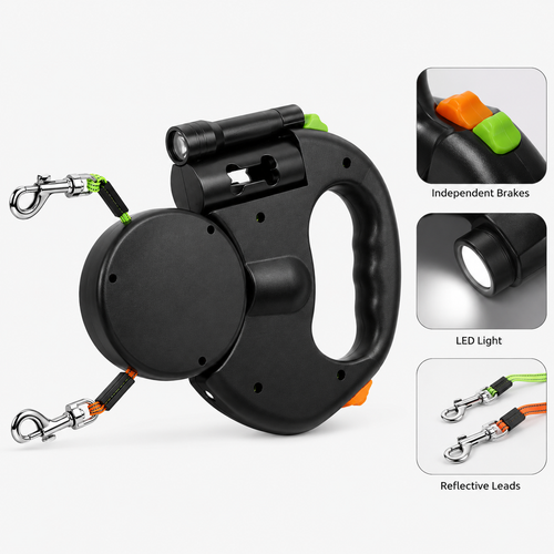 Bora Paw NightLead — Reflective Retractable Dog Lead