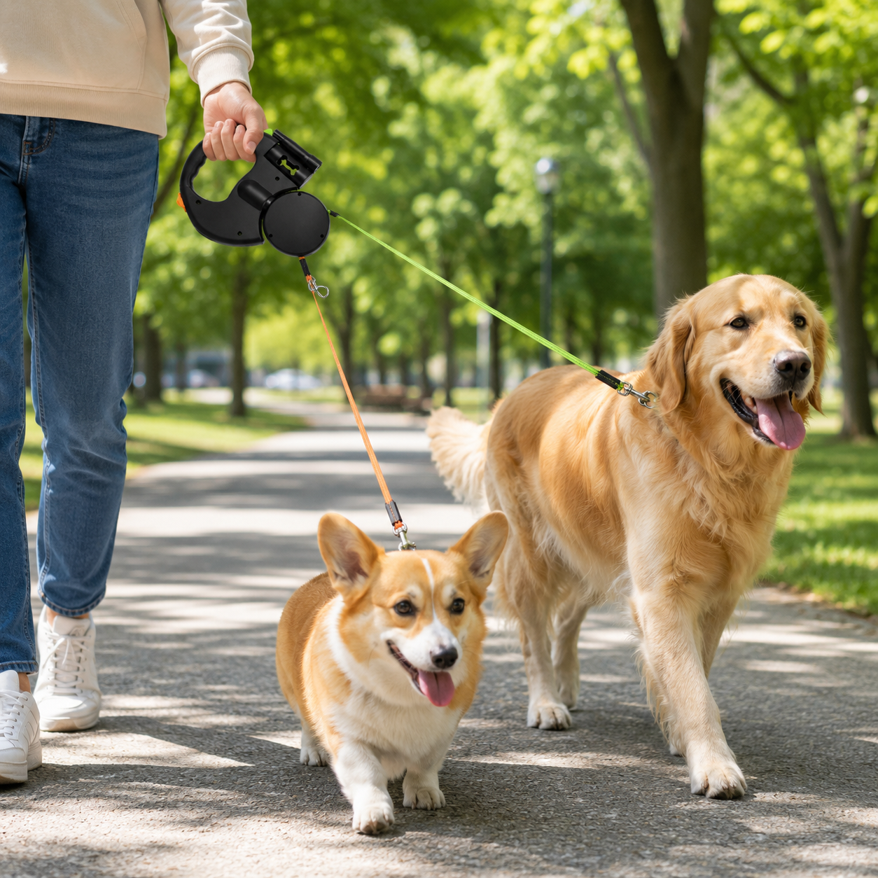 Bora Paw NightLead — Reflective Retractable Dog Lead