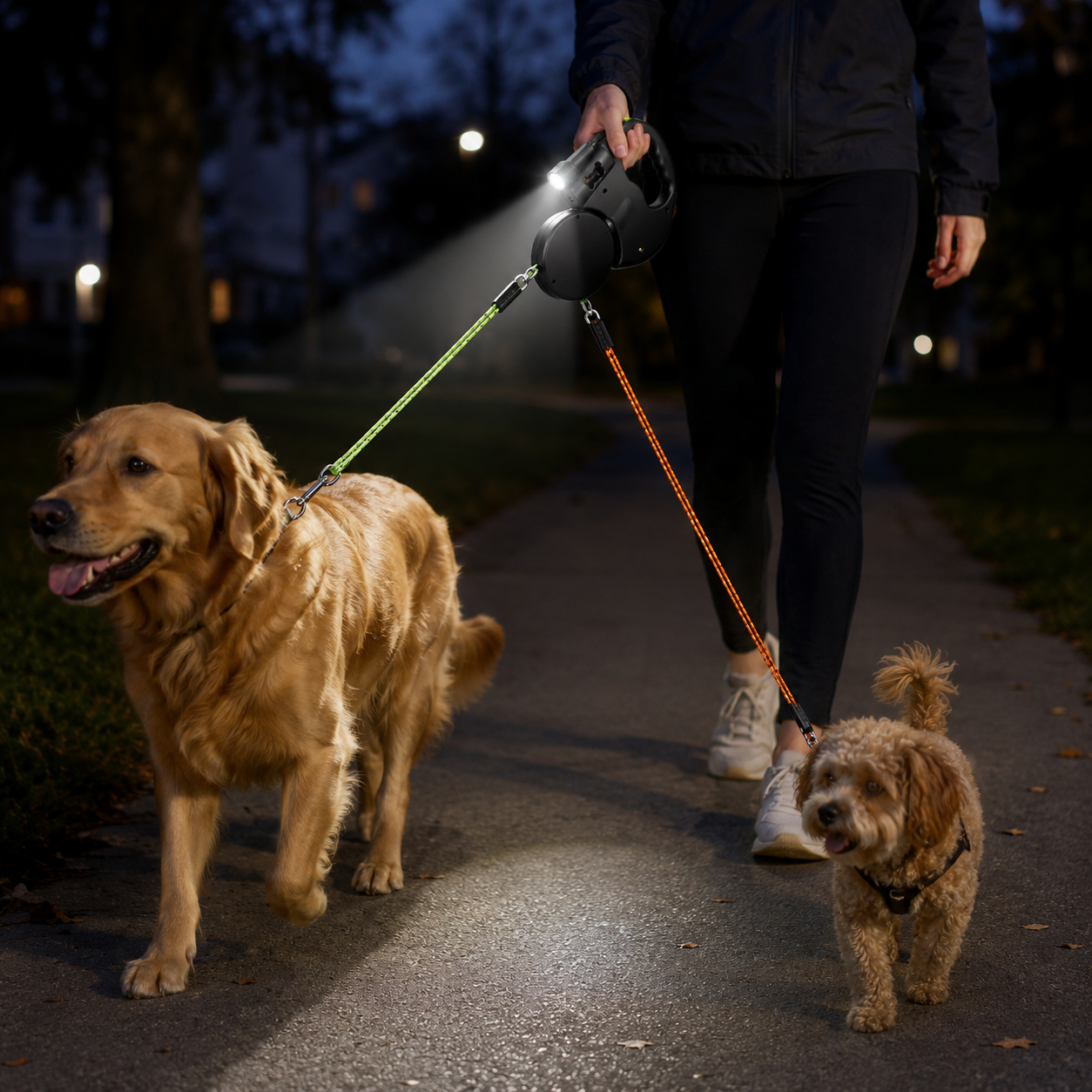 Bora Paw NightLead — Reflective Retractable Dog Lead